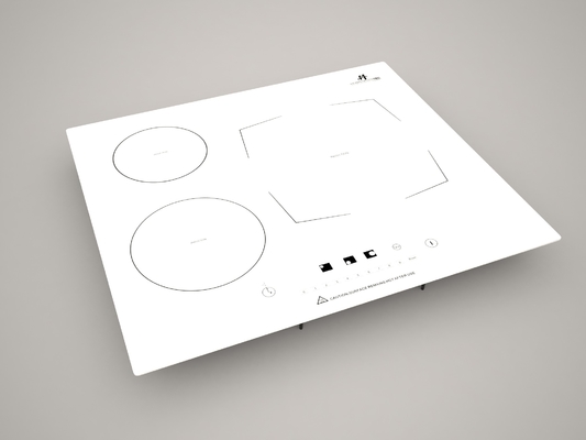 cuiseur d'induction en céramique blanc de 3 brûleurs