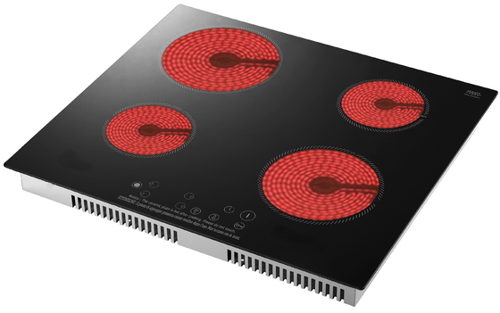 Cuiseur en céramique en céramique noir de chauffage de Cooktop de verre cristal de la zone 4/quatre brûleurs à commande par effleurement