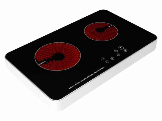 Zone en céramique en verre 1200W et 1800W de brûleur de Cooktop deux en métal du fond mince de logement